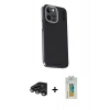 MARSİLYAN™- iPhone 15 Pro Max Kılıf Kıvılcım Modern Özel Seri - Siyah Polymer Nano Ekran Koruyucu + Raze Metal Kamera Lens - TMGI
