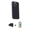 MARSİLYAN™- iPhone 15 Pro Max Kılıf Kıvılcım Modern Özel Seri - Siyah Polymer Nano Ekran Koruyucu + Raze Metal Kamera Lens - TMGI