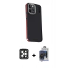 MARSİLYAN™- iPhone 15 Pro Max Kılıf Kıvılcım Modern Özel Seri - Siyah Vanessa Magic Cam + Gri PVD Metal Kamera Lens