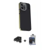 MARSİLYAN™- iPhone 15 Pro Max Kılıf Kıvılcım Modern Özel Seri - Siyah Vanessa Magic Cam + Raze Metal Kamera Lens - GS