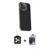 MARSİLYAN™- iPhone 15 Pro Max Kılıf Kıvılcım Modern Özel Seri - Siyah Vanessa Magic Cam + PVD Metal Kamera Lens - TU