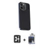MARSİLYAN™- iPhone 15 Pro Max Kılıf Kıvılcım Modern Özel Seri - Siyah Vanessa Magic Cam + PVD Metal Kamera Lens - SH