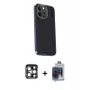 MARSİLYAN™- iPhone 15 Pro Max Kılıf Kıvılcım Modern Özel Seri - Siyah Vanessa Magic Cam + PVD Metal Kamera Lens - LT
