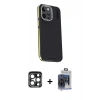 MARSİLYAN™- iPhone 15 Pro Max Kılıf Kıvılcım Modern Özel Seri - Siyah Vanessa Magic Cam + PVD Metal Kamera Lens - LT