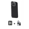 MARSİLYAN™- iPhone 15 Pro Max Kılıf Kıvılcım Modern Özel Seri - Siyah Vanessa Magic Hayalet Cam + PVD Metal Kamera Lens - GI