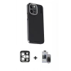 MARSİLYAN™- iPhone 15 Pro Max Kılıf Kıvılcım Modern Özel Seri - Siyah Vanessa Magic Hayalet Cam + PVD Metal Kamera Lens - GS