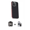 MARSİLYAN™- iPhone 15 Pro Max Kılıf Kıvılcım Modern Özel Seri - Siyah Vanessa Magic Hayalet Cam + PVD Metal Kamera Lens - TU