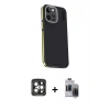 MARSİLYAN™- iPhone 15 Pro Max Kılıf Kıvılcım Modern Özel Seri - Siyah Vanessa Magic Hayalet Cam + PVD Metal Kamera Lens - GI