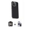 MARSİLYAN™- iPhone 15 Pro Max Kılıf Kıvılcım Modern Özel Seri - Siyah Vanessa Magic Hayalet Cam + PVD Metal Kamera Lens - TU