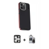 MARSİLYAN™- iPhone 15 Pro Max Kılıf Kıvılcım Modern Özel Seri - Siyah Vanessa Magic Hayalet Cam + PVD Metal Kamera Lens - GS