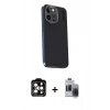 MARSİLYAN™- iPhone 15 Pro Max Kılıf Kıvılcım Modern Özel Seri - Siyah Vanessa Magic Hayalet Cam + PVD Metal Kamera Lens - TU