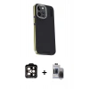 MARSİLYAN™- iPhone 15 Pro Max Kılıf Kıvılcım Modern Özel Seri - Siyah Vanessa Magic Hayalet Cam + PVD Metal Kamera Lens - TU