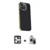 MARSİLYAN™- iPhone 15 Pro Max Kılıf Kıvılcım Modern Özel Seri - Siyah Vanessa Magic Hayalet Cam + PVD Metal Kamera Lens - GS