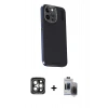MARSİLYAN™- iPhone 15 Pro Max Kılıf Kıvılcım Modern Özel Seri - Siyah Vanessa Magic Hayalet Cam + PVD Metal Kamera Lens - GI