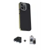 MARSİLYAN™- iPhone 15 Pro Max Kılıf Kıvılcım Modern Özel Seri - Siyah Vanessa Magic Hayalet Cam + Raze Metal Kamera Lens - LT