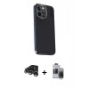 MARSİLYAN™- iPhone 15 Pro Max Kılıf Kıvılcım Modern Özel Seri - Siyah Vanessa Magic Hayalet Cam + Raze Metal Kamera Lens - GS