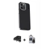 MARSİLYAN™- iPhone 15 Pro Max Kılıf Kıvılcım Modern Özel Seri - Siyah Vanessa Magic Hayalet Cam + Raze Metal Kamera Lens - GS