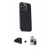 MARSİLYAN™- iPhone 15 Pro Max Kılıf Kıvılcım Modern Özel Seri - Siyah Vanessa Magic Hayalet Cam + Raze Metal Kamera Lens - SH