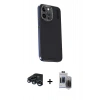 MARSİLYAN™- iPhone 15 Pro Max Kılıf Kıvılcım Modern Özel Seri - Siyah Vanessa Magic Hayalet Cam + Raze Metal Kamera Lens - LT