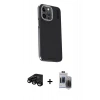 MARSİLYAN™- iPhone 15 Pro Max Kılıf Kıvılcım Modern Özel Seri - Siyah Vanessa Magic Hayalet Cam + Raze Metal Kamera Lens - SH