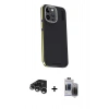 MARSİLYAN™- iPhone 15 Pro Max Kılıf Kıvılcım Modern Özel Seri - Siyah Vanessa Magic Hayalet Cam + Raze Metal Kamera Lens - GS
