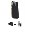 MARSİLYAN™- iPhone 15 Pro Max Kılıf Kıvılcım Modern Özel Seri - Siyah Vanessa Magic Hayalet Cam + Raze Metal Kamera Lens - SH