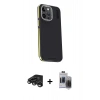 MARSİLYAN™- iPhone 15 Pro Max Kılıf Kıvılcım Modern Özel Seri - Siyah Vanessa Magic Hayalet Cam + Raze Metal Kamera Lens - TMGI
