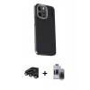 MARSİLYAN™- iPhone 15 Pro Max Kılıf Kıvılcım Modern Özel Seri - Siyah Vanessa Magic Hayalet Cam + Raze Metal Kamera Lens - TMGI