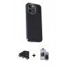 MARSİLYAN™- iPhone 15 Pro Max Kılıf Kıvılcım Modern Özel Seri - Siyah Vanessa Magic Hayalet Cam + Raze Metal Kamera Lens - TMGI