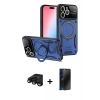 MARSİLYAN™- iPhone 15 Pro Max Kılıf Kıvılcım Modern Serisi - Siyah 3D Antistatik Hayalet Cam Ekran Koruyucu + Raze Metal Kamera Lens - SH