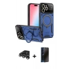 MARSİLYAN™- iPhone 15 Pro Max Kılıf Kıvılcım Modern Serisi - Siyah 3D Antistatik Hayalet Cam Ekran Koruyucu + Raze Metal Kamera Lens - GS