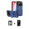 MARSİLYAN™- iPhone 15 Pro Max Kılıf Kıvılcım Modern Serisi - Siyah 3D Antistatik Hayalet Cam Ekran Koruyucu + PVD Metal Kamera Lens - GS