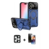 MARSİLYAN™- iPhone 15 Pro Max Kılıf Kıvılcım Modern Serisi - Siyah 3D Antistatik Mat Seramik Nano Ekran Koruyucu + PVD Metal Kamera Lens - LT