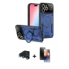 MARSİLYAN™- iPhone 15 Pro Max Kılıf Kıvılcım Modern Serisi - Siyah 3D Antistatik Mat Seramik Nano Ekran Koruyucu + Raze Metal Kamera Lens - LT