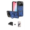 MARSİLYAN™- iPhone 15 Pro Max Kılıf Kıvılcım Modern Serisi - Siyah Bilvis 3D Mat Cam Ekran Koruyucu + Raze Metal Kamera Lens - GS