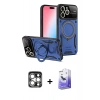 MARSİLYAN™- iPhone 15 Pro Max Kılıf Kıvılcım Modern Serisi - Siyah Bilvis 5in1 5D Magic Hayalet Cam Ekran Koruyucu + PVD Metal Kamera Lens - GS