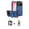MARSİLYAN™- iPhone 15 Pro Max Kılıf Kıvılcım Modern Serisi - Siyah Bilvis Hayalet Cam Ekran Koruyucu + PVD Metal Kamera Lens - GS