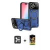 MARSİLYAN™- iPhone 15 Pro Max Kılıf Kıvılcım Modern Serisi - Siyah Buffer Cam Ekran Koruyucu + Gri PVD Metal Kamera Lens