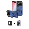 MARSİLYAN™- iPhone 15 Pro Max Kılıf Kıvılcım Modern Serisi - Siyah Vanessa Magic Cam + Siyah PVD Metal Kamera Lens