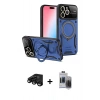 MARSİLYAN™- iPhone 15 Pro Max Kılıf Kıvılcım Modern Serisi - Siyah Vanessa Magic Hayalet Cam + Raze Metal Kamera Lens - SH