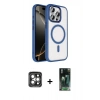 MARSİLYAN™- iPhone 15 Pro Max Kılıf Kıvılcım Prime - Şeffaf 360 Full Body Arka Koruyucu + PVD Metal Kamera Lens - GI
