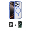 MARSİLYAN™- iPhone 15 Pro Max Kılıf Kıvılcım Prime - Şeffaf 360 Full Body Arka Koruyucu + PVD Metal Kamera Lens - GI