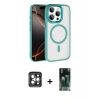 MARSİLYAN™- iPhone 15 Pro Max Kılıf Kıvılcım Prime - Şeffaf 360 Full Body Arka Koruyucu + PVD Metal Kamera Lens - GI