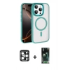 MARSİLYAN™- iPhone 15 Pro Max Kılıf Kıvılcım Prime - Şeffaf 360 Full Body Arka Koruyucu + PVD Metal Kamera Lens - LT