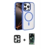 MARSİLYAN™- iPhone 15 Pro Max Kılıf Kıvılcım Prime - Şeffaf 360 Full Body Arka Koruyucu + PVD Metal Kamera Lens - LT