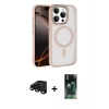 MARSİLYAN™- iPhone 15 Pro Max Kılıf Kıvılcım Prime - Şeffaf 360 Full Body Arka Koruyucu + Raze Metal Kamera Lens - SH