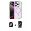 MARSİLYAN™- iPhone 15 Pro Max Kılıf Kıvılcım Prime - Şeffaf 360 Full Body Arka Koruyucu + Turuncu PVD Metal Kamera Lens
