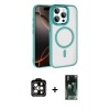 MARSİLYAN™- iPhone 15 Pro Max Kılıf Kıvılcım Prime - Şeffaf 360 Full Body Arka Koruyucu + Turuncu PVD Metal Kamera Lens