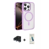 MARSİLYAN™- iPhone 15 Pro Max Kılıf Kıvılcım Prime - Şeffaf Pasifik Cam Ekran Koruyucu + Lacivert Raze Metal Kamera Lens