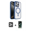 MARSİLYAN™- iPhone 15 Pro Max Kılıf Kıvılcım Prime - Siyah 360 Mat Full Body Arka Koruyucu + PVD Metal Kamera Lens - SH